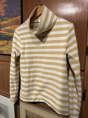 Dudley Stephens Striped Turtleneck in Cream & beige